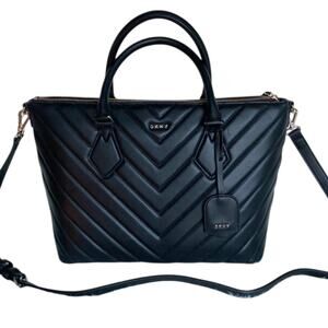 Brand New Black DKNY Designer Chevron Quilt Tote Satchel Handbag Purse Msrp $248